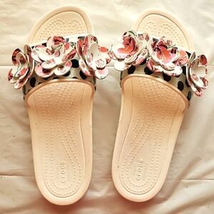 Crocs Slides, Floral, Size 11W